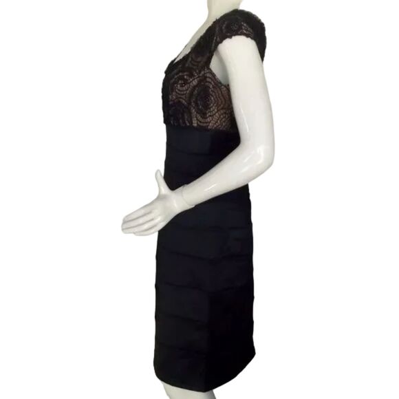 TADASHI Dress, 12, Blue/Tan lace, Bandage Skirt, Scoop neck, Cap sleeves - Picture 7 of 14